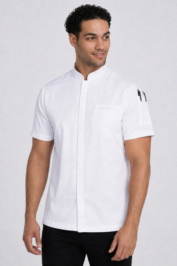 Mandarin Zip White Chef Jacket