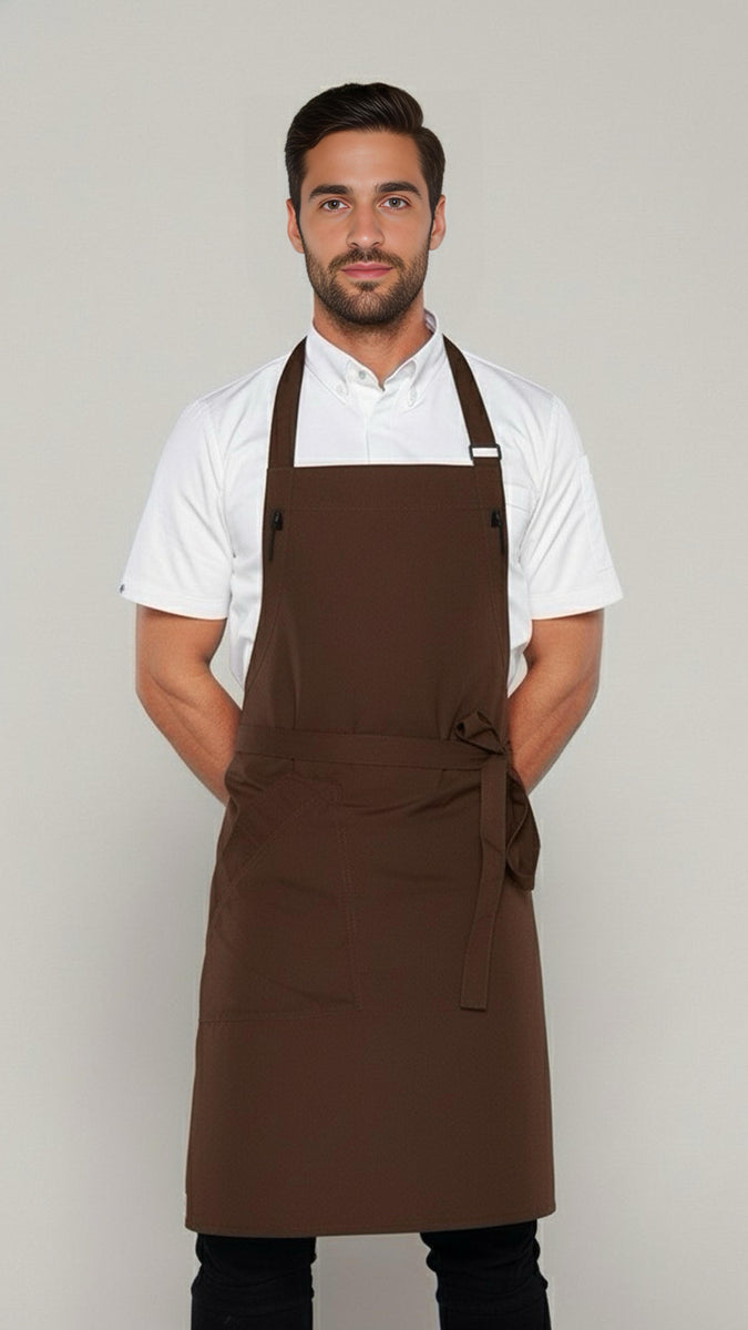 Chocolate brown bib Chef Aprons | Ace Chef Apparels |