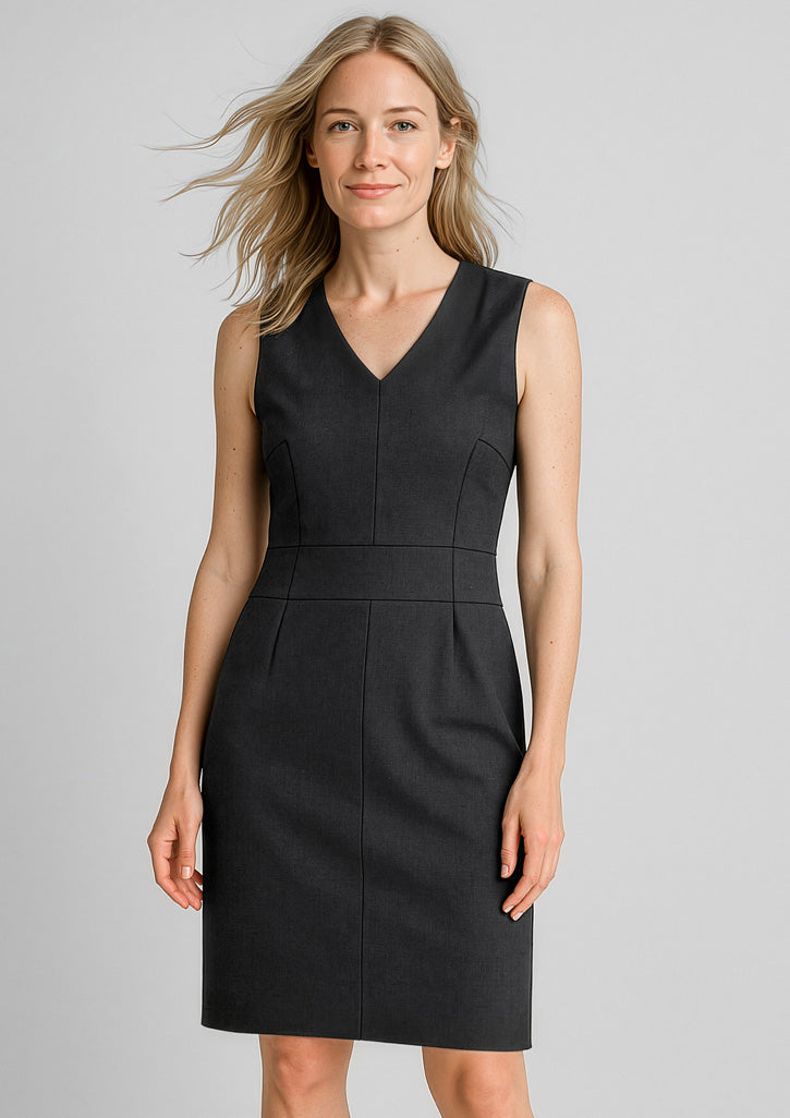 Womens Comfort Wool Stretch Sleeveless V-Neck Dress
