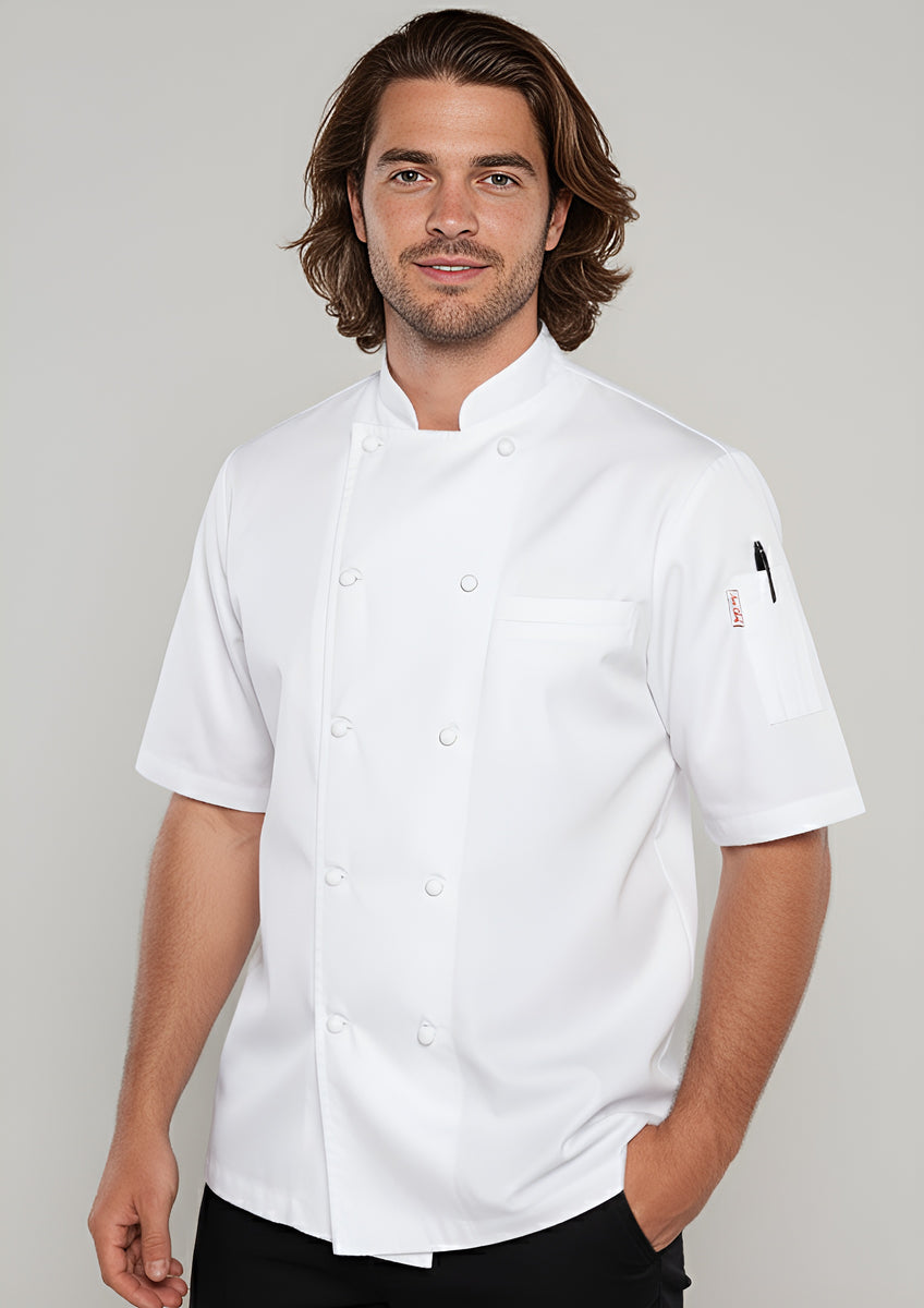 Basic white chef jacket short sleeve Ace Chef Apparel chefs