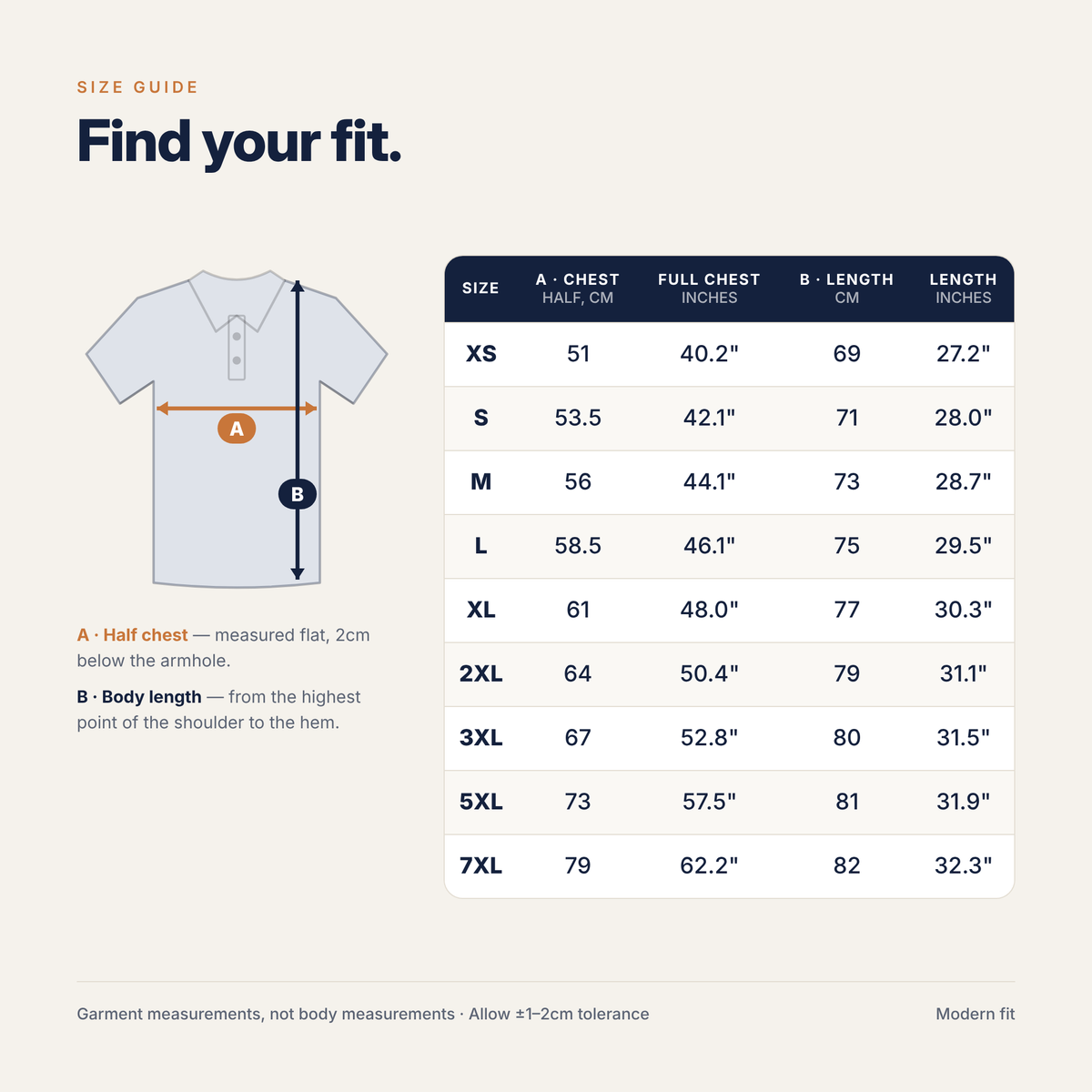Men's Classic Cotton/Poly Pique Short Sleeve Polo size guide