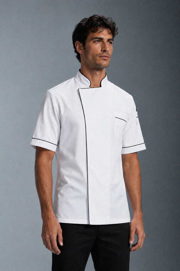 Gazi White Chef Jacket with Black Trim & CoolVent