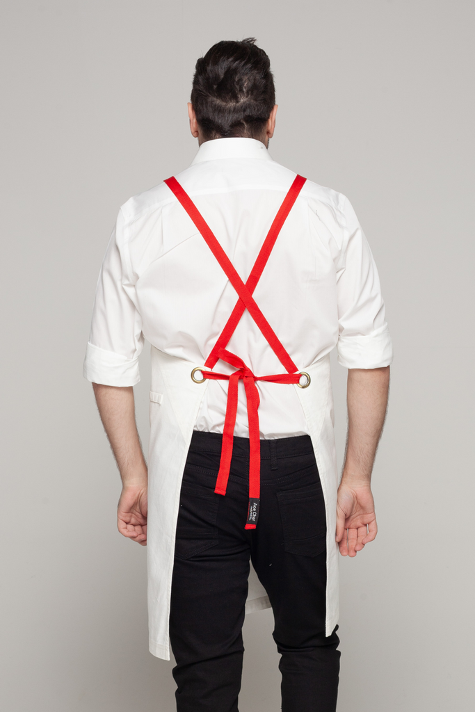 BONDI Denim ivory / Red straps - Ace Chef Apparels