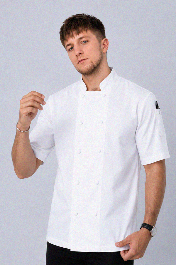 Generic White Short Sleeve Chef Jacket