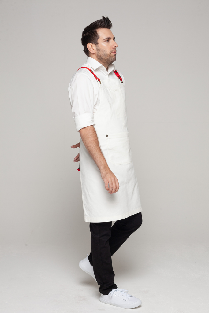 BONDI Denim ivory / Red straps - Ace Chef Apparels