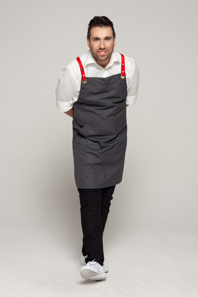 BONDI Charcoal grey / Red straps - Ace Chef Apparels