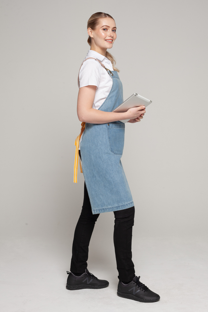 BONDI Denim stone / Pink leather with yellow dual tone - Ace Chef Apparels