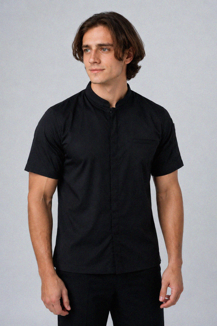 Mandarin Zip Black Chef Jacket