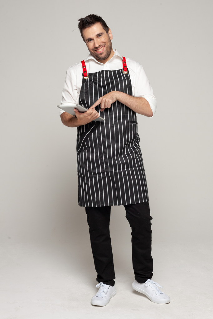 BONDI Black White Stripes/Red - Ace Chef Apparels