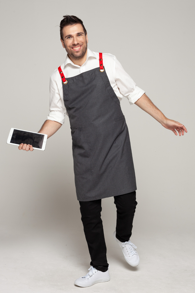 BONDI Charcoal grey / Red straps - Ace Chef Apparels