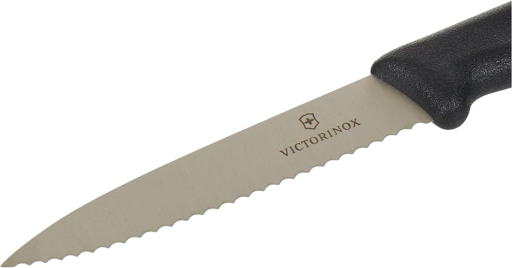 Victorinox Paring Knife Wavy Edge Pointed Tip Paring Knife, Black, 5.3033 - Ace Chef Apparels