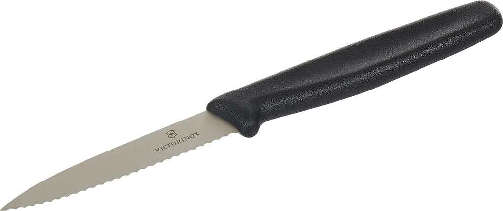 Victorinox Paring Knife Wavy Edge Pointed Tip Paring Knife, Black, 5.3033 - Ace Chef Apparels