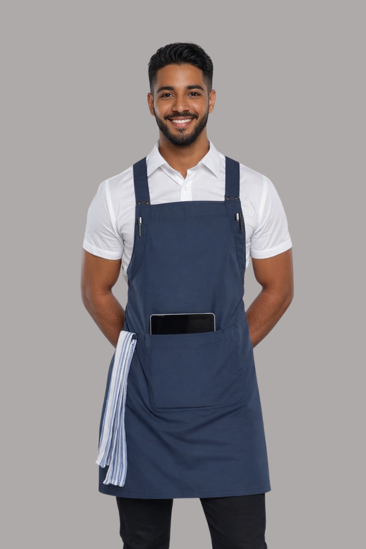 Shana Bluish Grey Crossover Apron Dual Strap Design