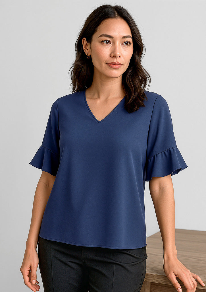 Womens Aria Fluted Sleeve Blouse