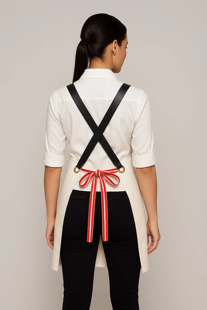 Bondi Denim ivory / Black leather with red dual tone - Ace Chef Apparels