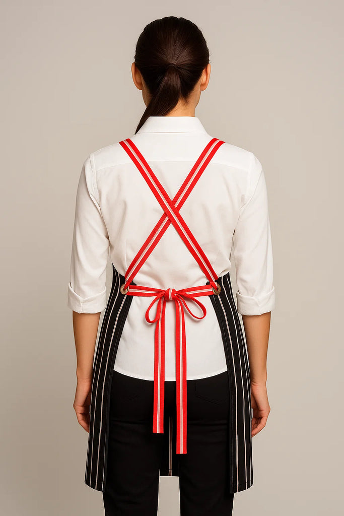 Bondi Black White Stripes/ Red dual tone - Ace Chef Apparels