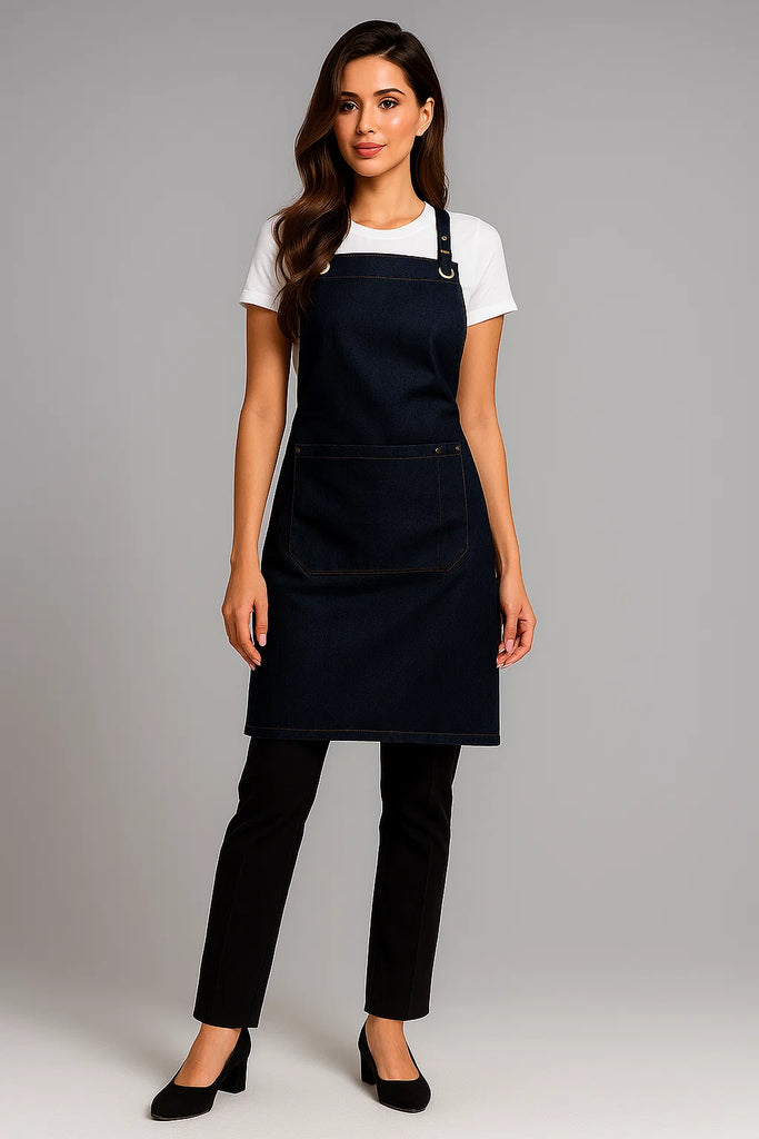 Bondi Crossover Denim Dark Blue Apron Interchangeable straps(Indigo) - Ace Chef Apparels