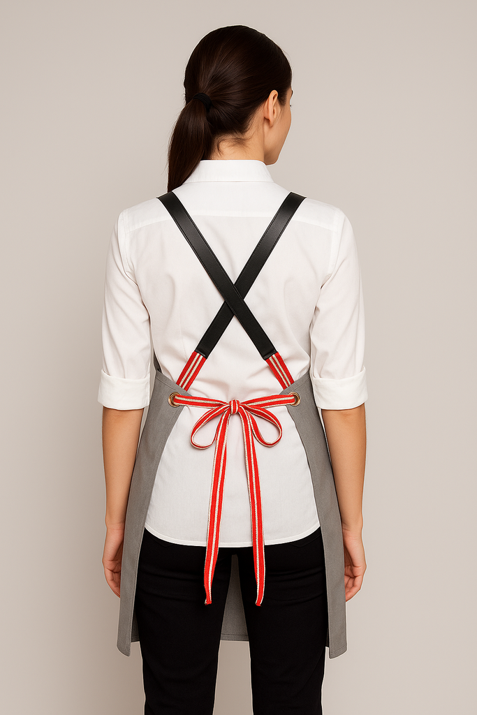 Bondi Steel grey  / Black leather with red dual tone - Ace Chef Apparels