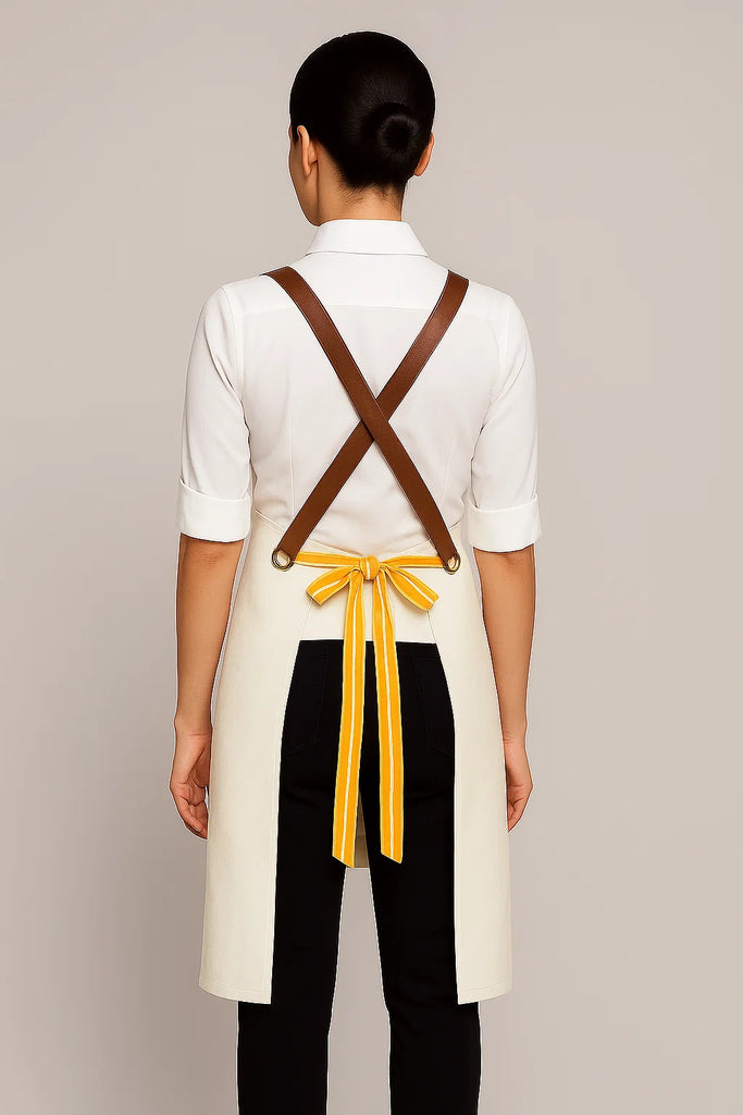 Bondi Denim ivory / Tan leather with yellow dual tone - Ace Chef Apparels