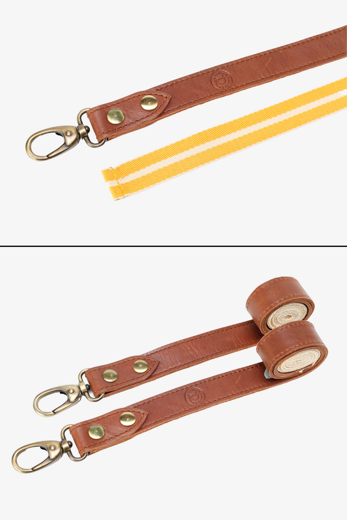 Interchangeable Brown Leather with Yellow & White Strap - Ace Chef Apparels