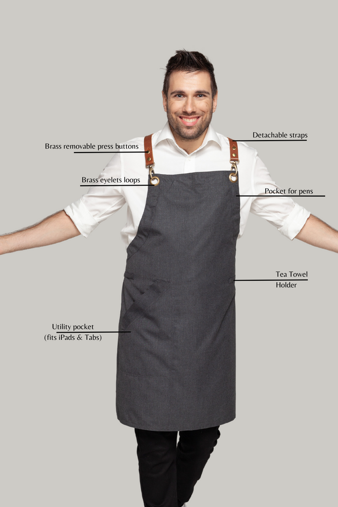BONDI Charcoal grey / Tan with yellow dual tone - Ace Chef Apparels