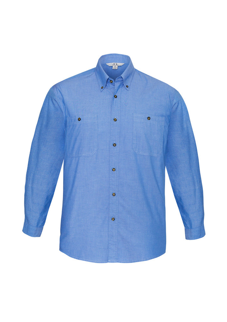 Mens Chambray Blue Long Sleeve Shirt