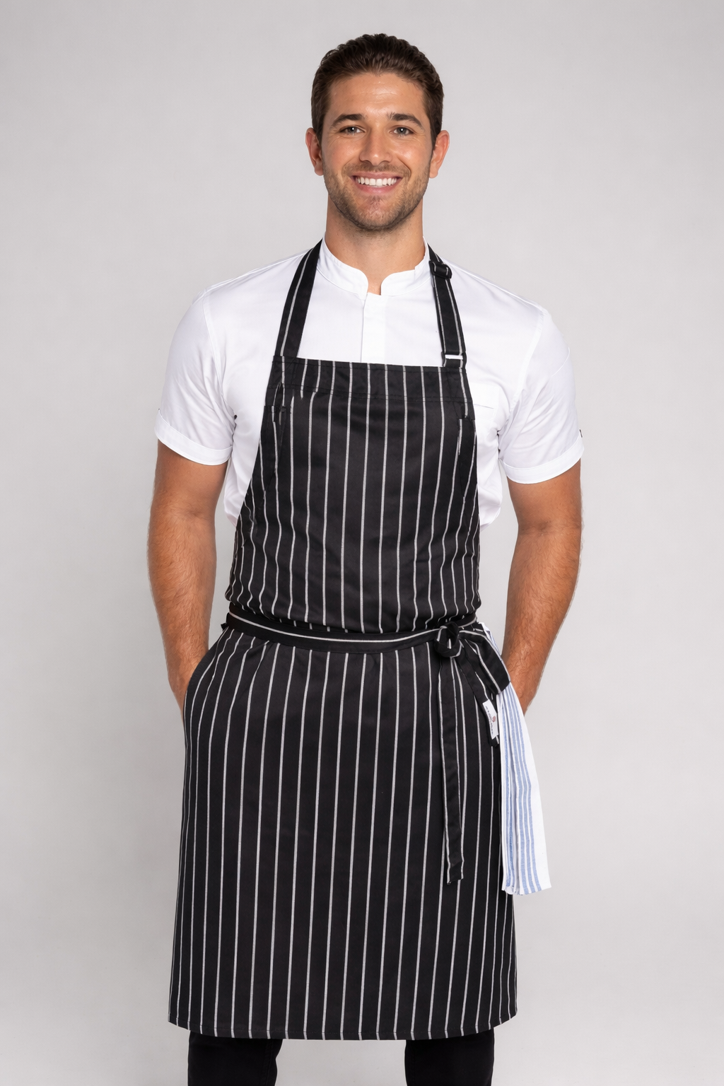 Sidney Black Striped Chef Apron Large Size (No Pocket)