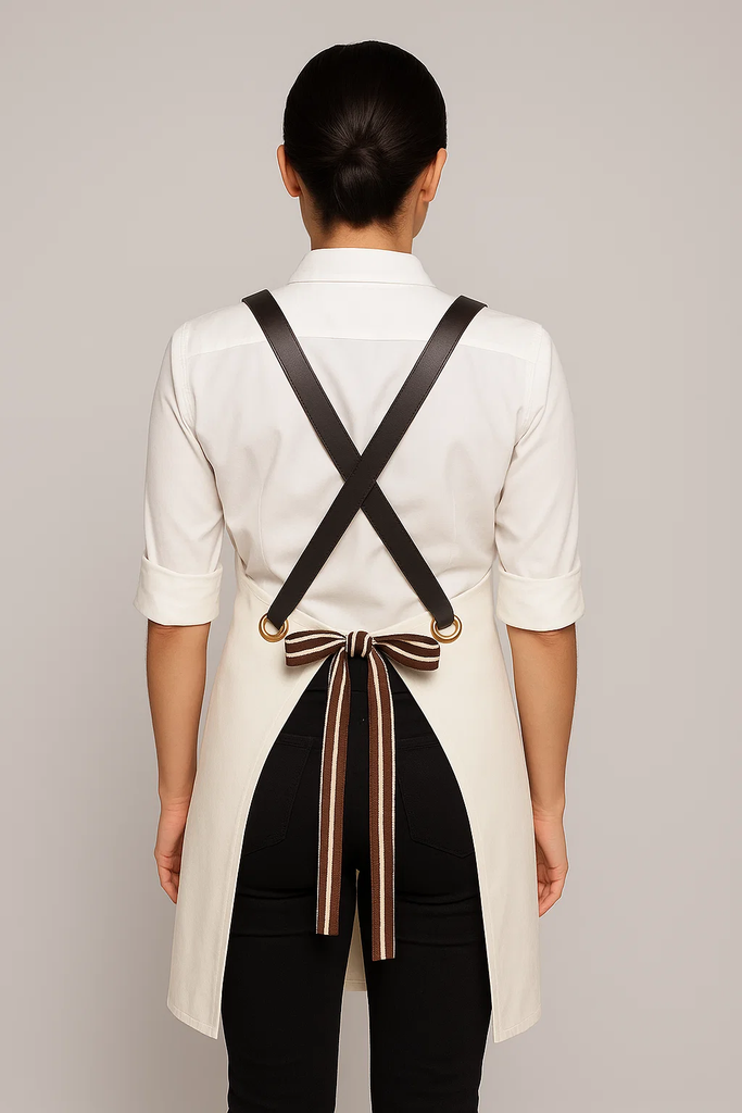 Bondi Denim ivory / Chocolate Brown leather dual tone - Ace Chef Apparels