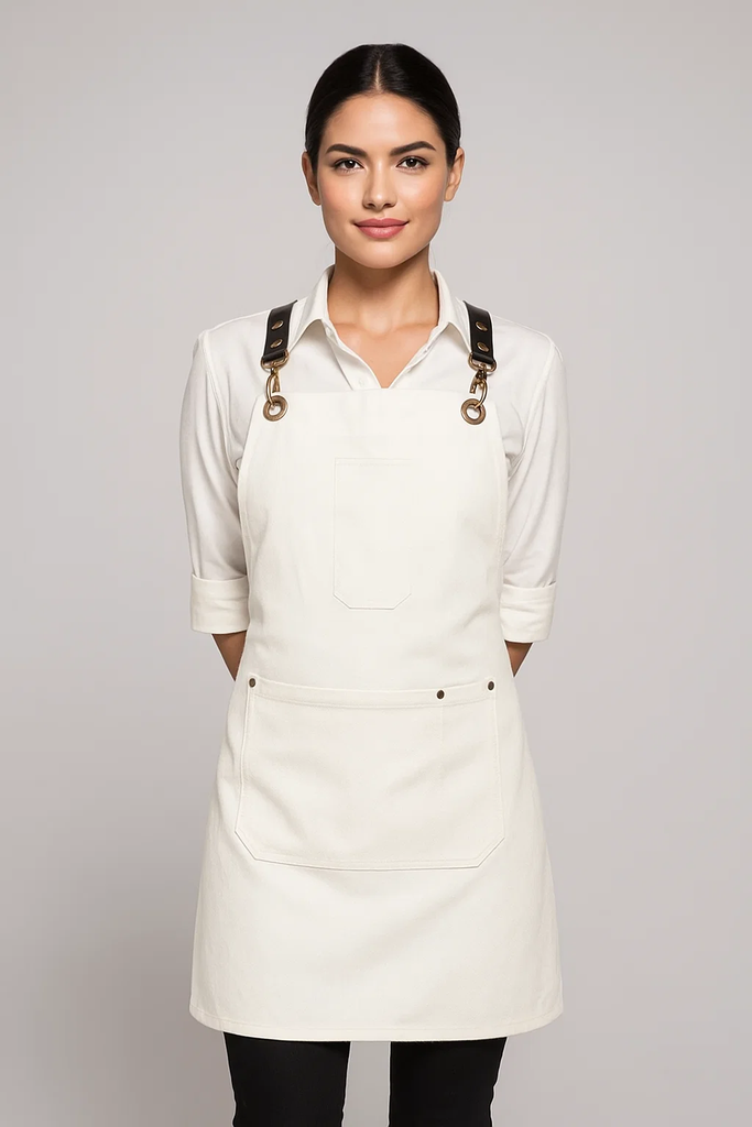 Bondi Denim ivory / Chocolate Brown leather dual tone - Ace Chef Apparels