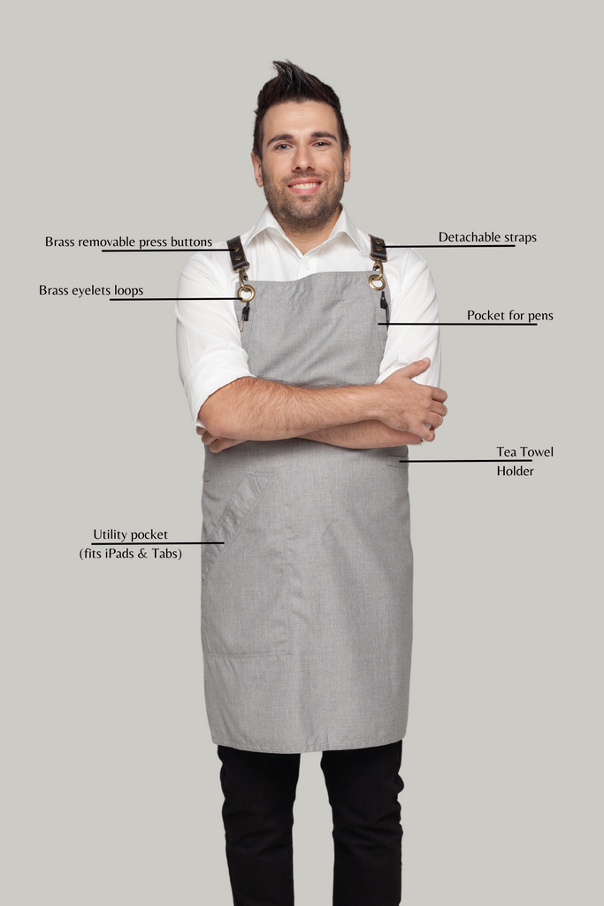 BONDI Steel grey  / Chocolate brown leather dual tone - Ace Chef Apparels