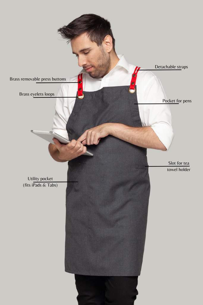 BONDI Charcoal grey / Red dual tone - Ace Chef Apparels