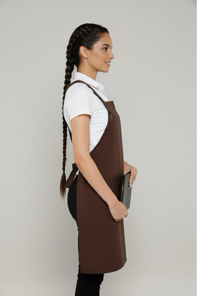 Orthodox Cross Over Apron Chocolate Brown - Ace Chef Apparels