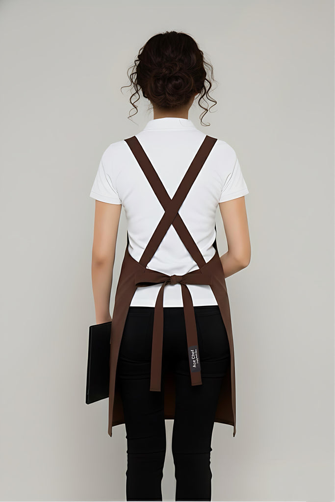 Orthodox Cross Over Apron Chocolate Brown - Ace Chef Apparels