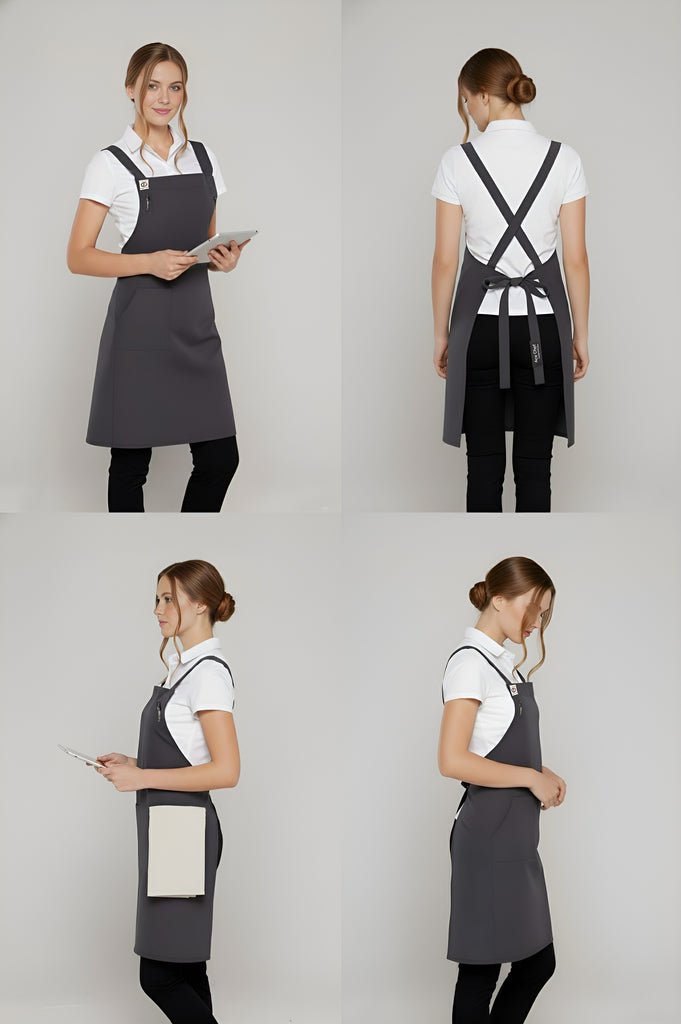 Orthodox Cross Over Apron Charcoal Grey - Ace Chef Apparels