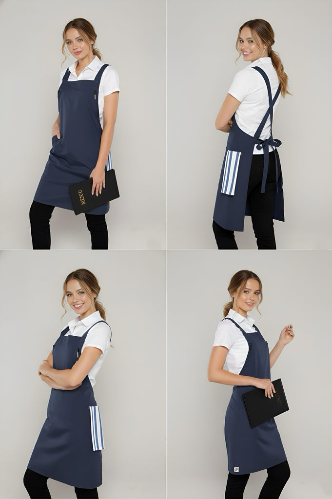 Orthodox Cross Over Apron Bluish Grey - Ace Chef Apparels
