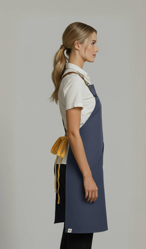 Bondi Bluish grey / Chocolate Brown leather with yellow dual tone - Ace Chef Apparels