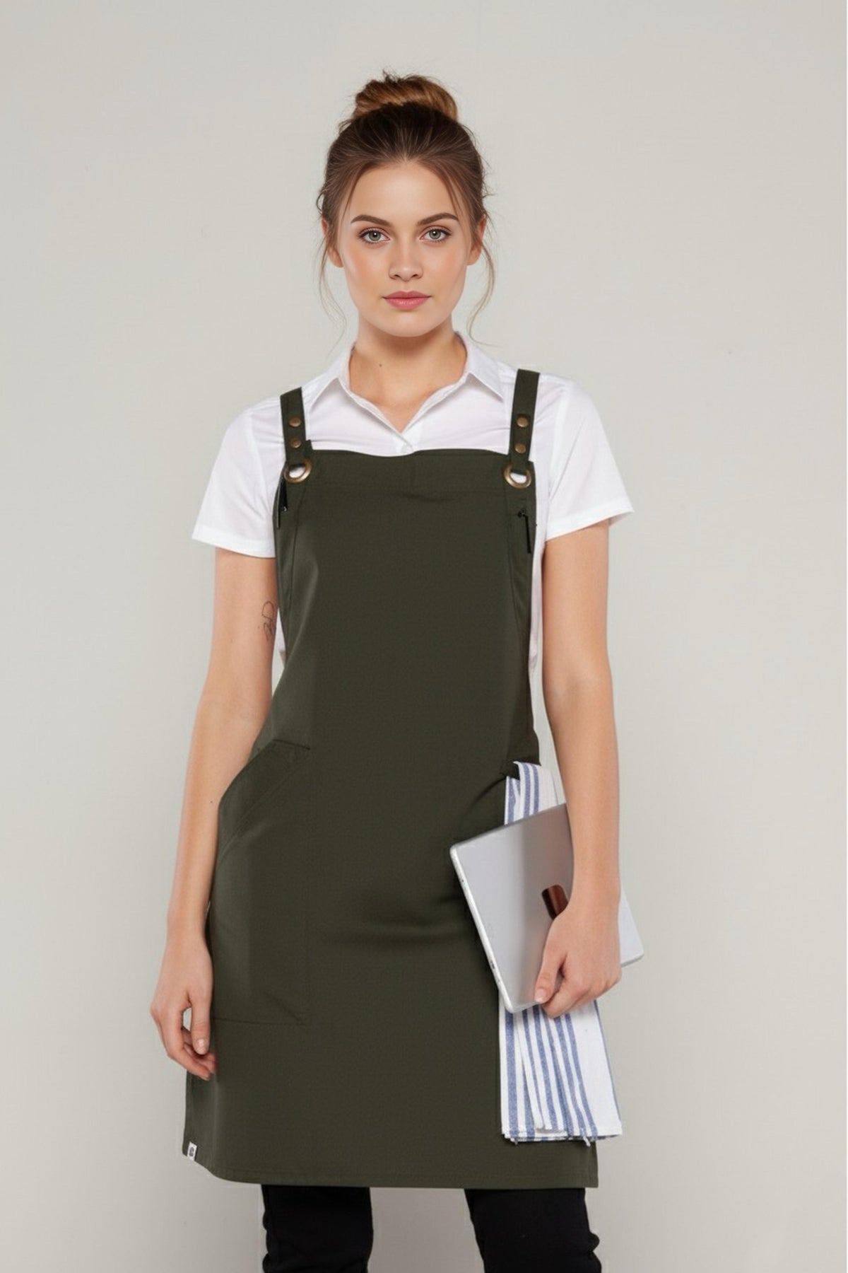 Bondi Dark Green Crossover Apron - Interchangeable Straps