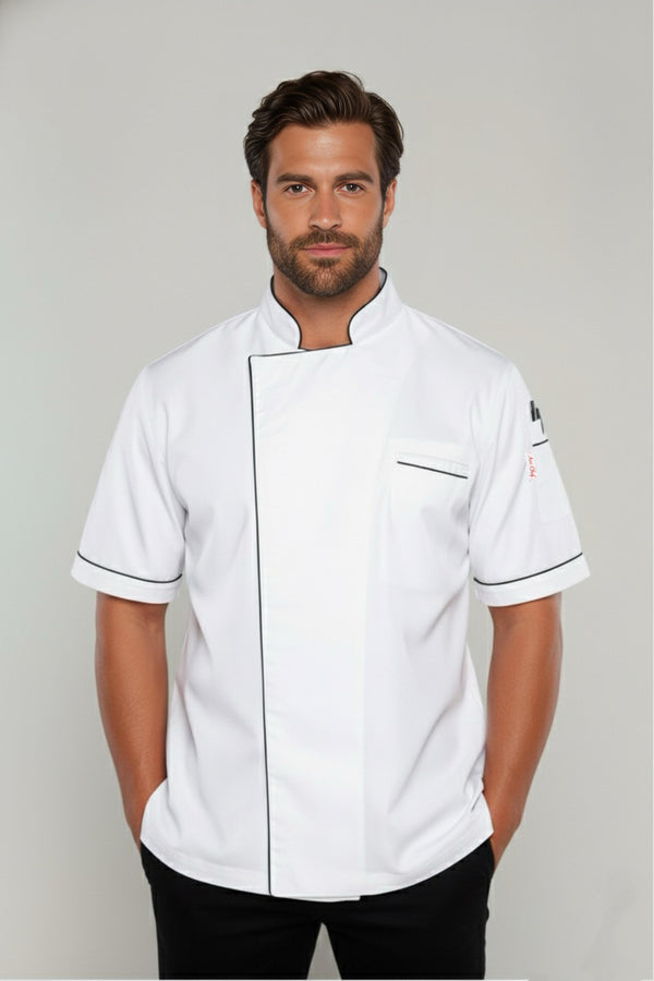 Gazi White Chef Jacket with Black Trim & CoolVent