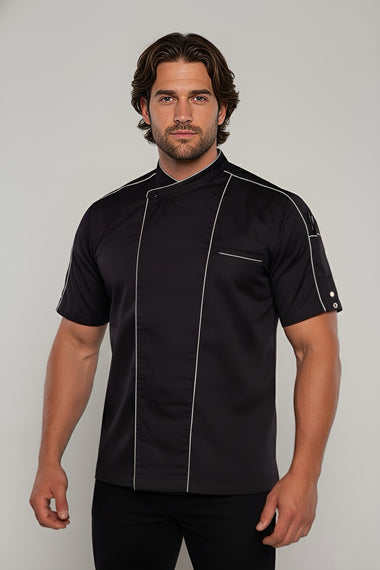 Bryan Black Chef Jacket with Grey Trim and CoolVent