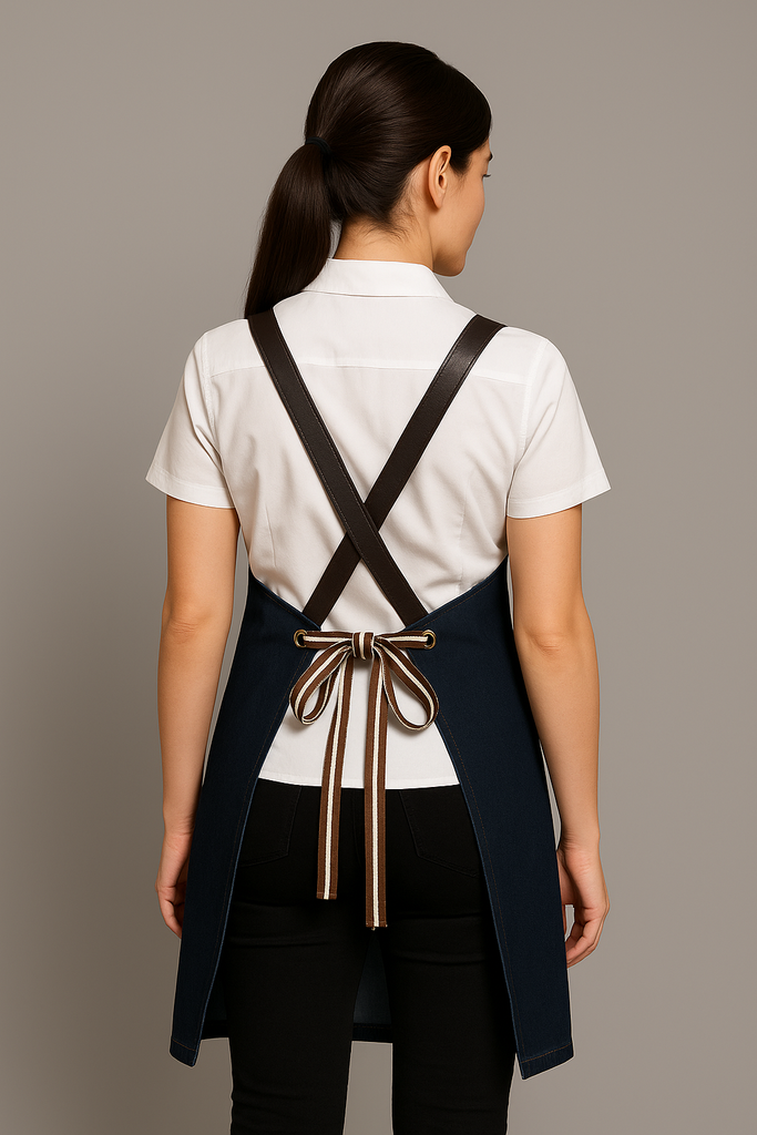 Bondi Denim indigo / Chocolate Brown leather dual tone - Ace Chef Apparels