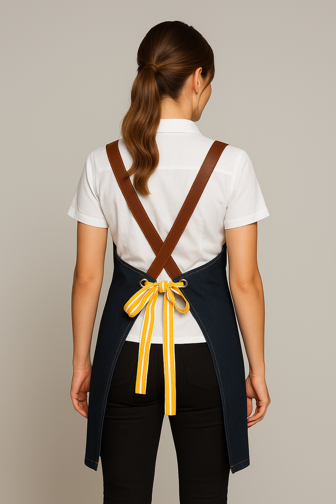 Bondi Denim indigo / Tan leather with yellow dual tone - Ace Chef Apparels