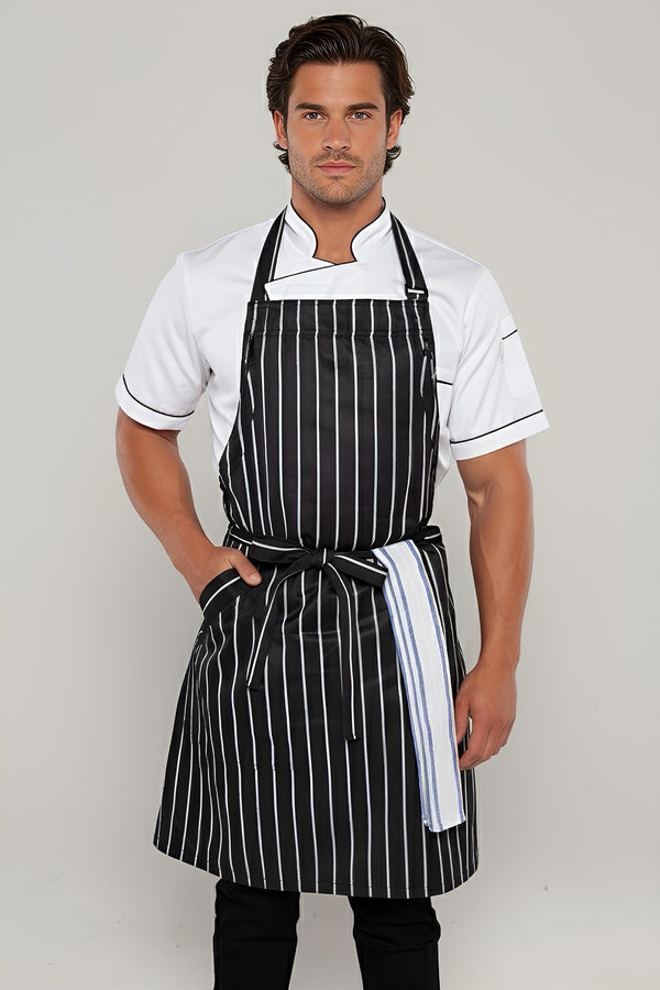 Locky Black/White Striped Medium Apron