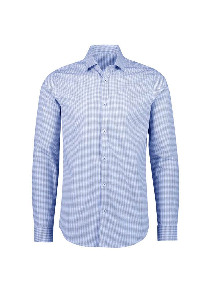 Mens Bristol Tailored Long Sleeve Shirt White/Navy