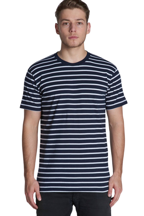 Men's staple stripe tee- Navy/White
