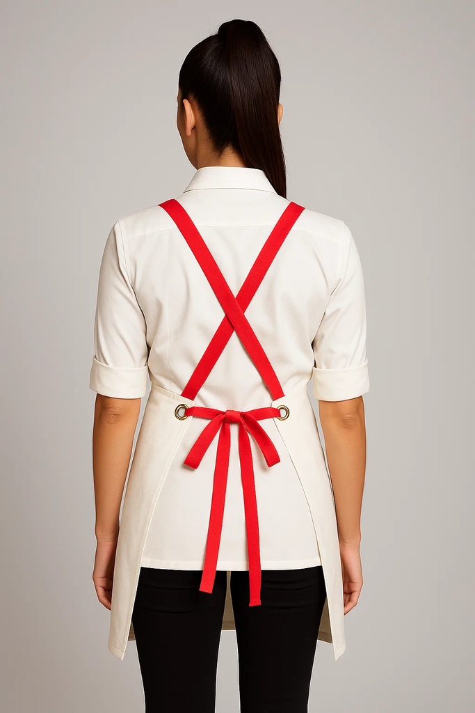 Bondi  Denim ivory / Red straps - Ace Chef Apparels