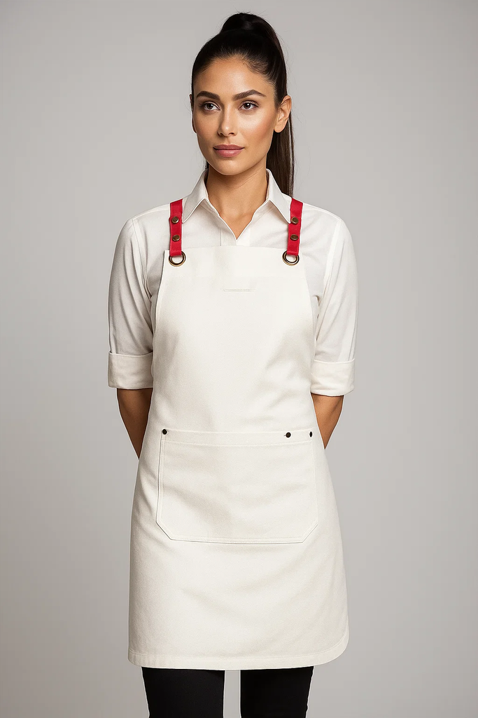 Bondi  Denim ivory / Red straps - Ace Chef Apparels