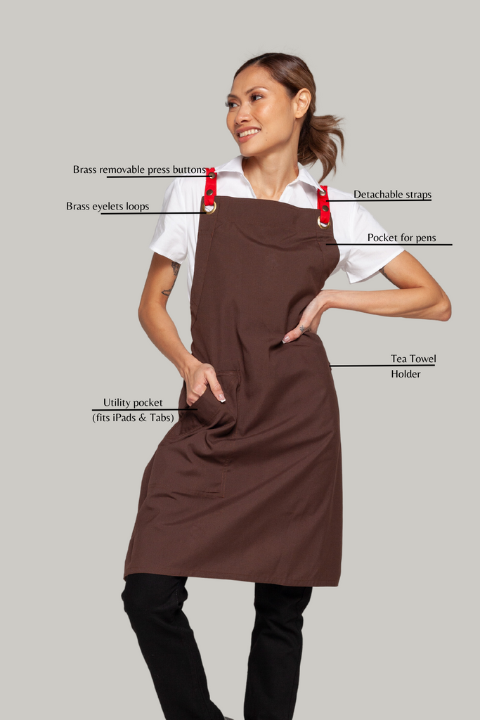 BONDI Chocolate brown / Red dual tone - Ace Chef Apparels