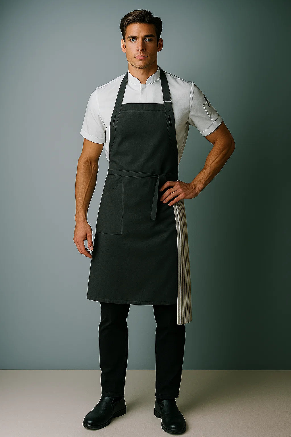 Ross charcoal grey bib Chef Apron Large Size