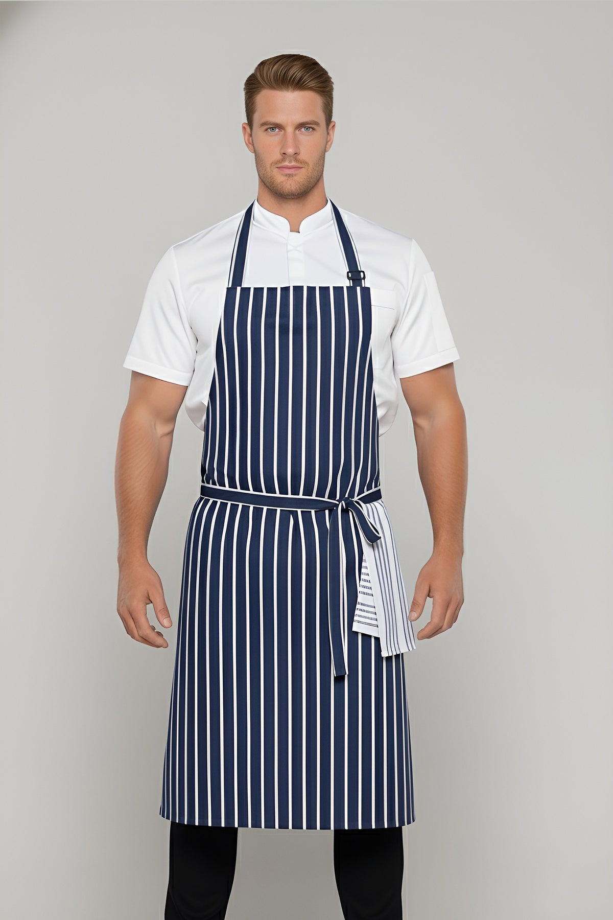 Ross Blue/White Striped Large Bib Chef Apron