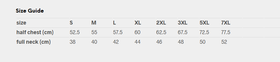 Men’s Dylan Long Sleeve Shirt size guide